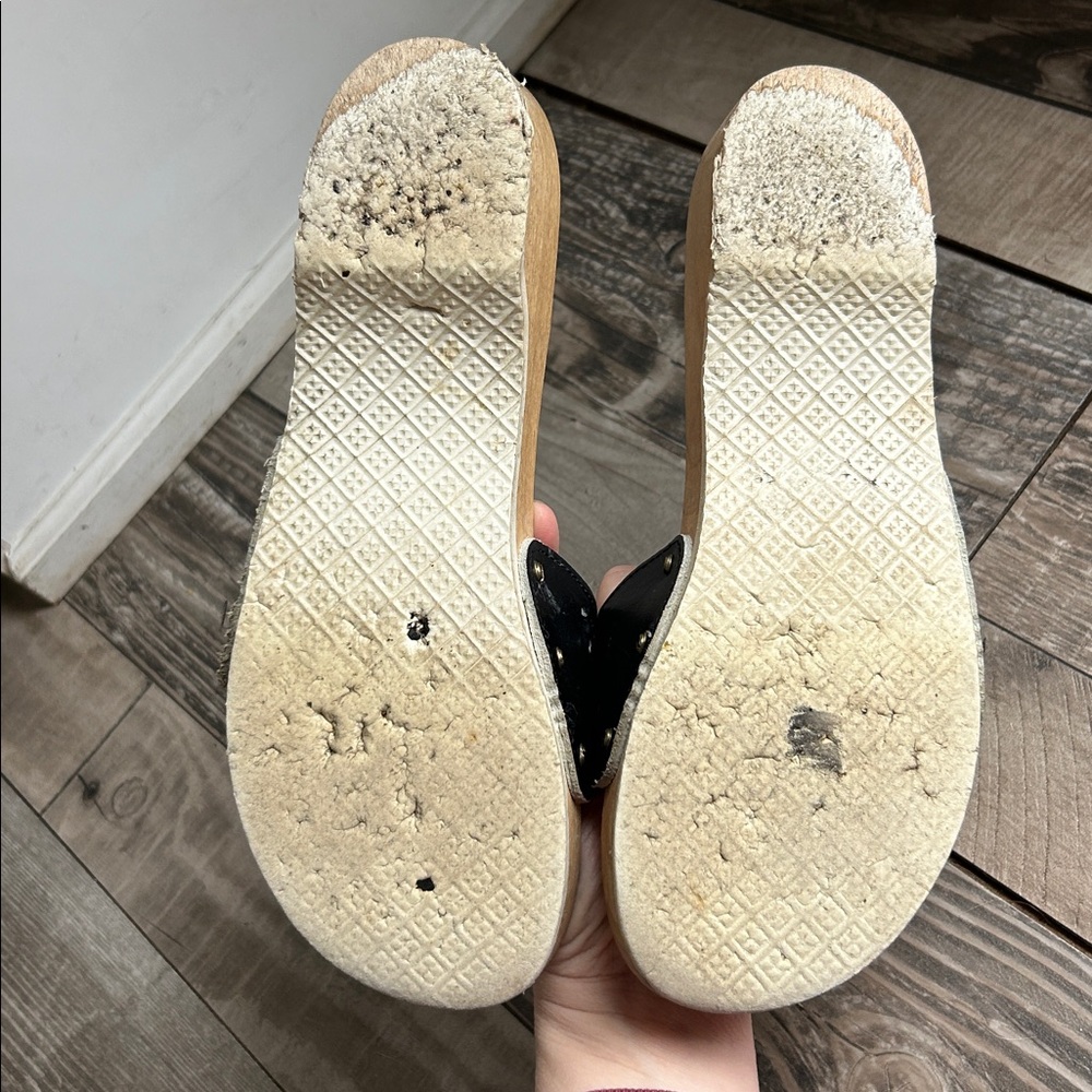 Vtg Dr Scholl's Black Wood Original Italy 8/8.5 - Picture 5 of 5